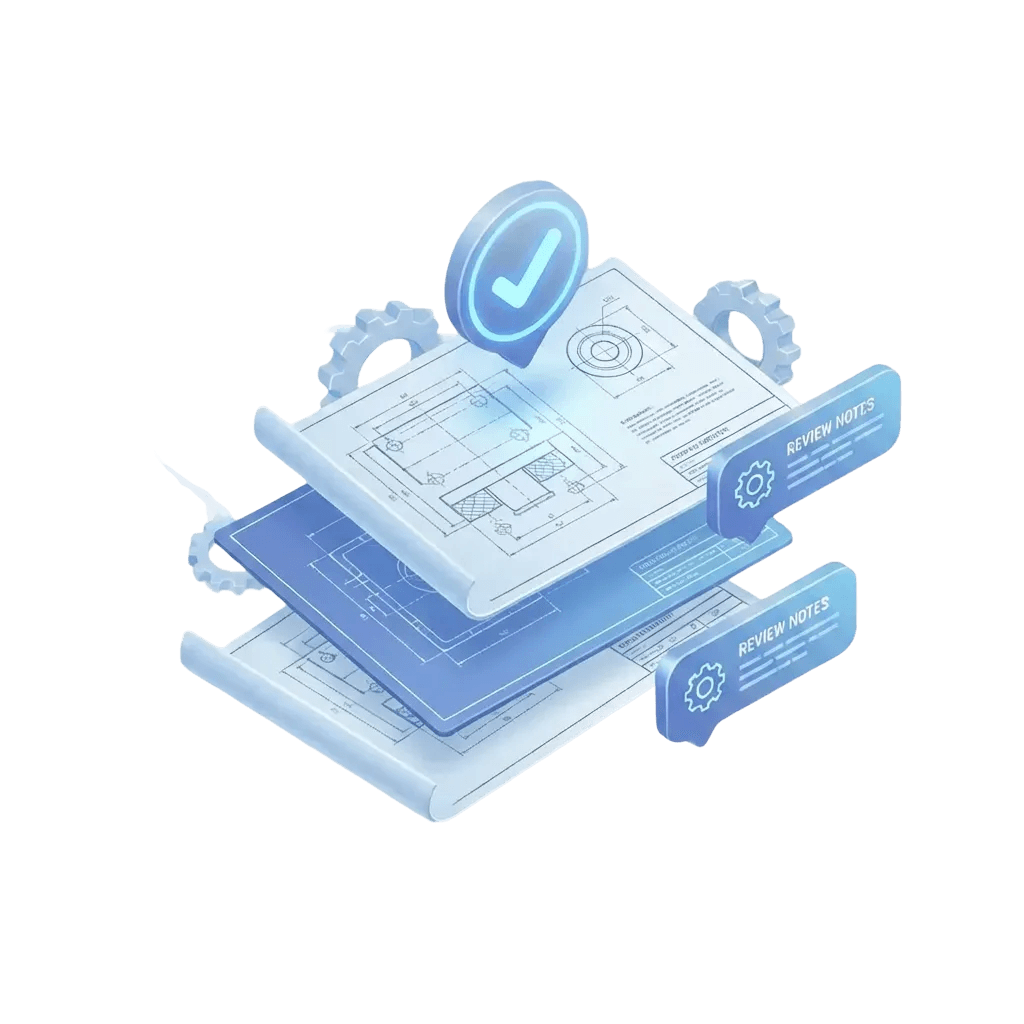 Isometric gears on technical blueprint